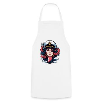 Captain Pop Art Navallook - Cooking Apron - white - Front - AI Model Male 185 dark (185cm)