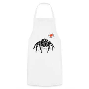 Araignée sauteuse avec le cœur - Tablier de cuisine - blanc - Devant - AI Model Male 185 dark (185cm)
