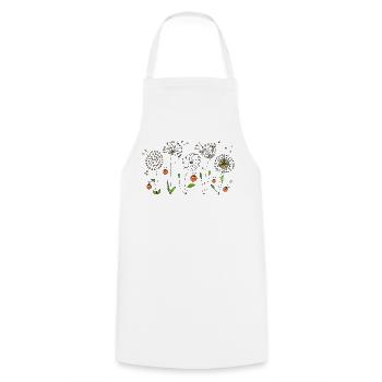 Blumen - Kochschürze - Weiß - Vorne - AI Model Male 185 dark (185cm)