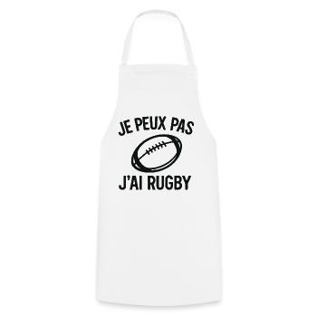 Je peux pas j'ai rugby - Tablier de cuisine - blanc - Devant - AI Model Male 185 dark (185cm)