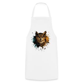 Owl Watercolor – Color Splash Animal Art - Cooking Apron - white - Front - AI Model Male 185 dark (185cm)