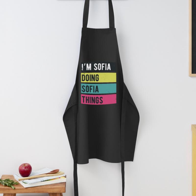 Ich bin Sofia und mache Sofia-Dinge in Retro-Farben Kochschürze
