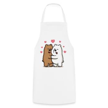Câlins d’ours avec des cœurs - Tablier de cuisine - blanc - Devant - AI Model Male 185 dark (185cm)