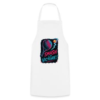 Smash the victory! Padel - Cooking Apron - white - Front - AI Model Male 185 dark (185cm)