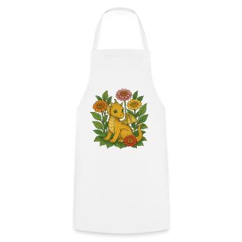 Golden Dragon in Bloom - Cooking Apron - white - Front - AI Model Male 185 dark (185cm)