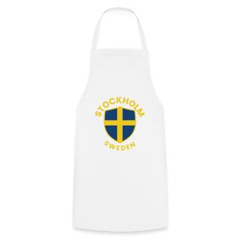 Stockholm Sweden Shield Emblem - Cooking Apron - white - Front - AI Model Male 185 dark (185cm)
