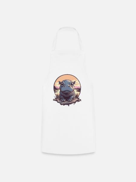 Sonnenuntergang Hippo Illustration - Kochschürze - Weiß