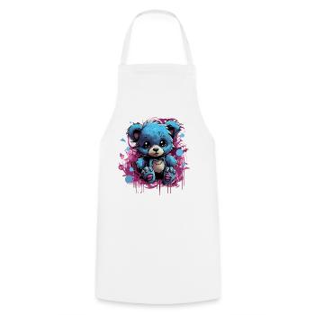 Blue Cuddly Bear Graffiti Pop - Cooking Apron - white - Front - AI Model Male 185 dark (185cm)