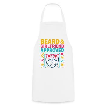Beard Girlfriend Approved, Valentine's Day Gift - Cooking Apron - white - Front - AI Model Male 185 dark (185cm)