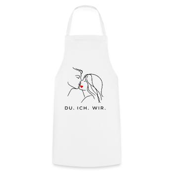 Minimal Heart Down, Valentine's Day Partner - Cooking Apron - white - Front - AI Model Male 185 dark (185cm)