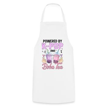 Powered By K Pop And Boba Tea - Cooking Apron - white - Front - AI Model Male 185 dark (185cm)