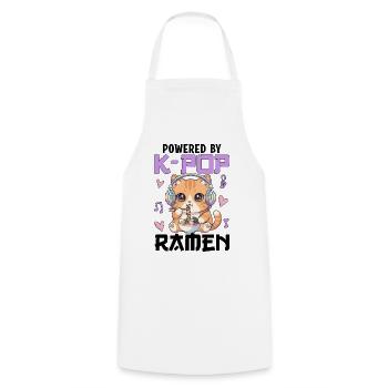 Powered By K-Pop Ramen - Cooking Apron - white - Front - AI Model Male 185 dark (185cm)