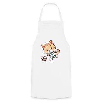 Cat football player number 10 - Cooking Apron - white - Front - AI Model Male 185 dark (185cm)