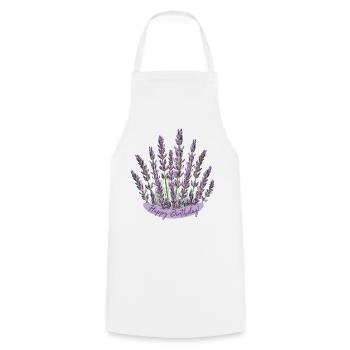 Lavender Birthday Greeting Purple Floral Birthday - Cooking Apron - white - Front - AI Model Male 185 dark (185cm)