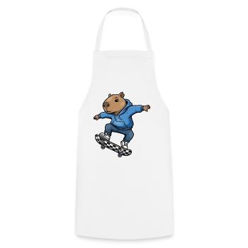 Capybara Skateboard - Kochschürze - Weiß - Vorne - AI Model Male 185 dark (185cm)