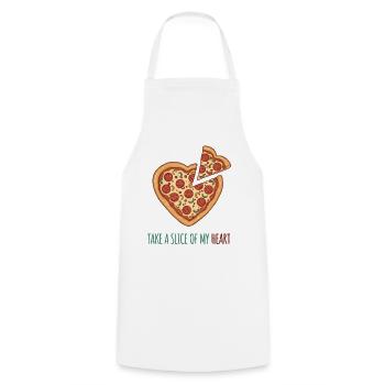 Take a Slice of my Heart – Pizza Herz Design - Cooking Apron - white - Front - AI Model Male 185 dark (185cm)