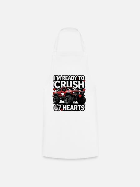 Crush Hearts MonsterTruck - Kochschürze - Weiß