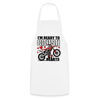 Crush Ready Moto Hearts - Kochschürze - Weiß - Vorne - AI Model Male 185 dark (185cm)