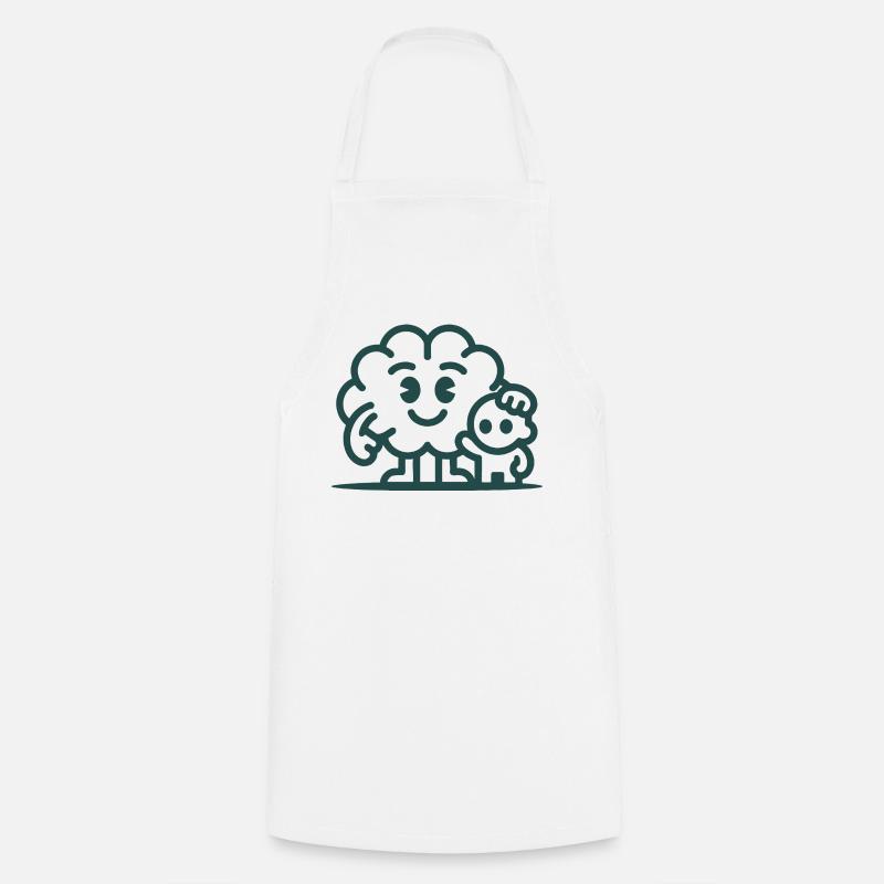 Friendly Cloud Duo Illustration - Cooking Apron - white