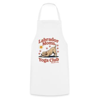 Labrador Moms Yoga Club – Retro Dog Design - Cooking Apron - white - Front - AI Model Male 185 dark (185cm)