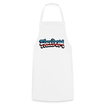 Freedom Typography Statement Design - Cooking Apron - white - Front - AI Model Male 185 dark (185cm)