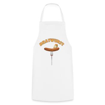 Bratwurst - Cooking Apron - white - Front - AI Model Male 185 dark (185cm)