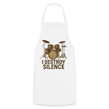 I Destroy Silence – Geschenk für Schlagzeuger - Kochschürze - Weiß - Vorne - AI Model Male 185 dark (185cm)