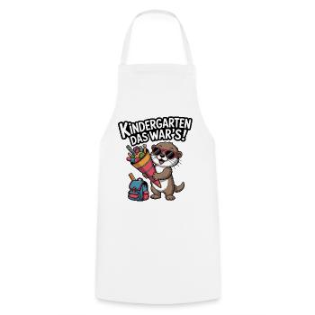 KINDERGARTEN DAS WAR'S! Jetzt Schulkind! - Kochschürze - Weiß - Vorne - AI Model Male 185 dark (185cm)