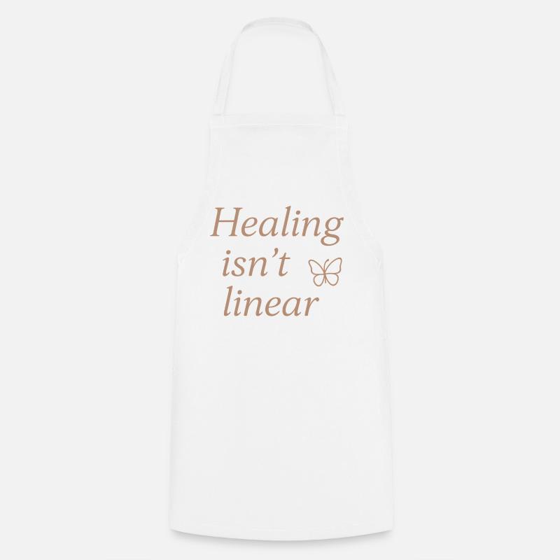 Healing Isn't Linear Butterfly - Cooking Apron - white