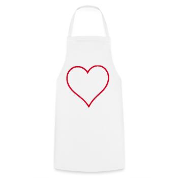 Valentines Red Heart, Valentine's Day - Cooking Apron - white - Front - AI Model Male 185 dark (185cm)
