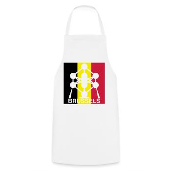 Brussels Atomium – Icône du Carré du Drapeau belge - Tablier de cuisine - blanc - Devant - AI Model Male 185 dark (185cm)