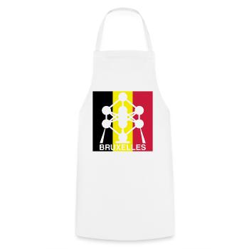 Atomium Brussels – Belgian Flag Square Design - Cooking Apron - white - Front - AI Model Male 185 dark (185cm)