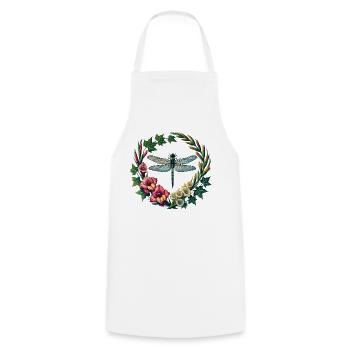 Dragonfly Floral Wreath Frame - Cooking Apron - white - Front - AI Model Male 185 dark (185cm)