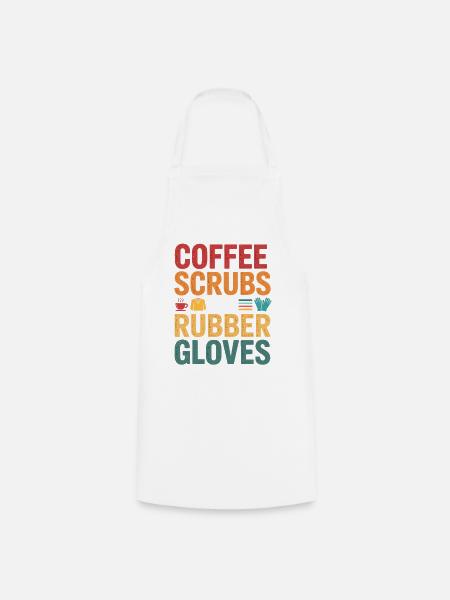 Kaffee Scrubs und Gummi Handschuhe - Kochschürze - Weiß