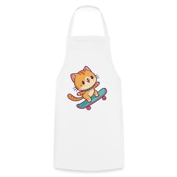 Colorful Skateboard Kitten - Cooking Apron - white - Front - AI Model Male 185 dark (185cm)