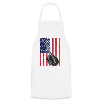 Banjo USA Flagge - Kochschürze - Weiß - Vorne - AI Model Male 185 dark (185cm)