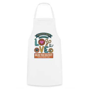 Crochet réalisé avec amour de cœur et de crochet - Tablier de cuisine - blanc - Devant - AI Model Male 185 dark (185cm)