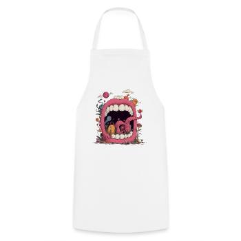 Monde de la Bouche Rose avec des Créatures - Tablier de cuisine - blanc - Devant - AI Model Male 185 dark (185cm)