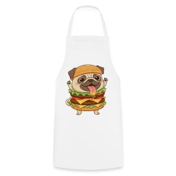 Mignon chien carlin Fast-food Cheeseburger - Tablier de cuisine - blanc - Devant - AI Model Male 185 dark (185cm)