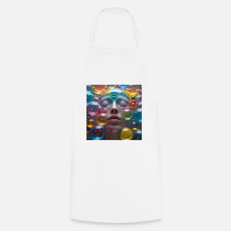 Face among Neon Bubbles - Cooking Apron - white
