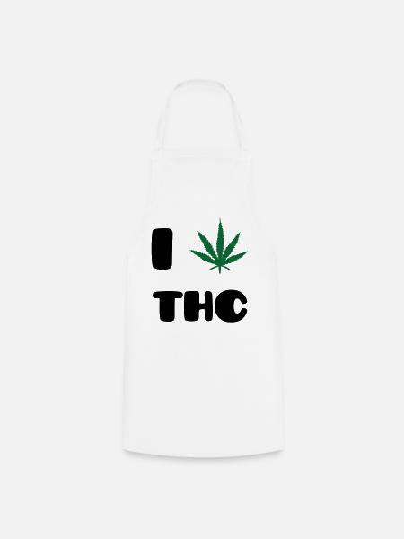 Ich liebe THC – Weed – Cannabis - Kochschürze - Weiß