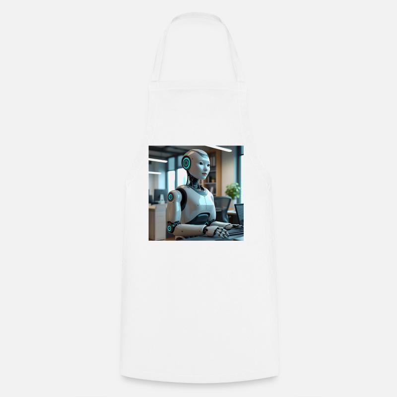 Humanoid robot in blue office - Cooking Apron - white