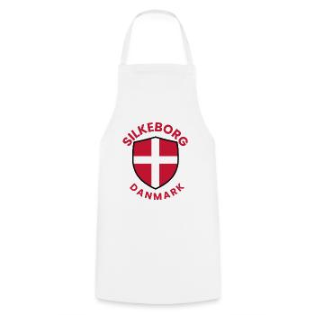 Silkeborg Denmark Shield Emblem - Cooking Apron - white - Front - AI Model Male 185 dark (185cm)