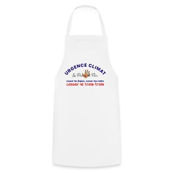 Urgence_climat_casser_le_train-train - Tablier de cuisine - blanc - Devant - AI Model Male 185 dark (185cm)