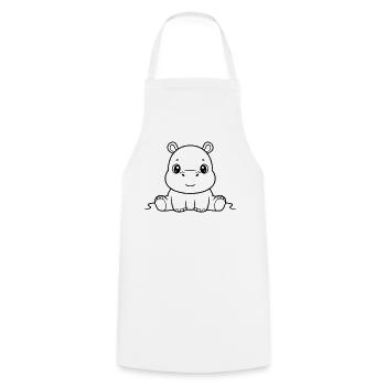 Süßes Baby Nilpferd Comic Outline - Kochschürze - Weiß - Vorne - AI Model Male 185 dark (185cm)