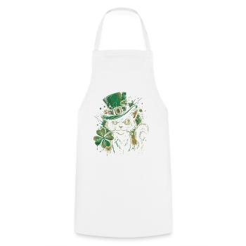 Ronronnement de chat vert avec trèfle - Tablier de cuisine - blanc - Devant - AI Model Male 185 dark (185cm)