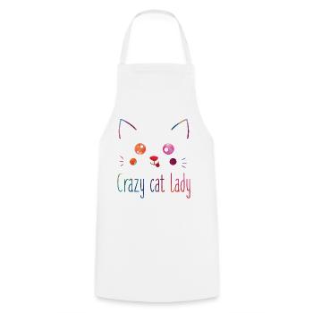 Folle Chat, Amante Drôle de Chats - Tablier de cuisine - blanc - Devant - AI Model Male 185 dark (185cm)