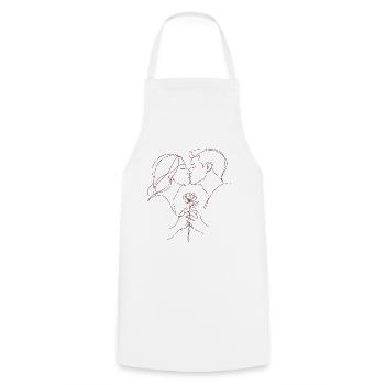 I Love You - Valentine's Day | Kiss line with rose - Cooking Apron - white - Front - AI Model Male 185 dark (185cm)
