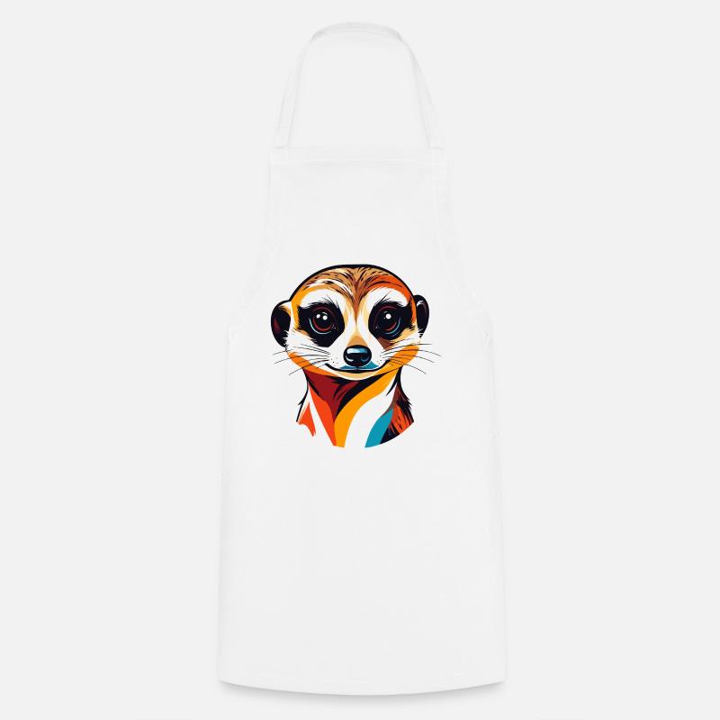 Bunter Erdmännchen Kopf Illustration - Kochschürze - Weiß