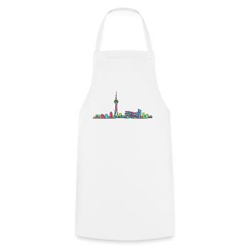 Stuttgarter Stadtskyline Fernsehturm Moderne Linienzeichnung - Kochschürze - Weiß - Vorne - AI Model Male 185 dark (185cm)